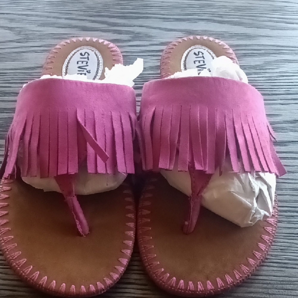 Stevies Pink and Brown Moccasin-Inspired Sandals